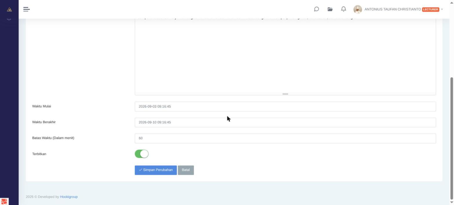 Toggle Terbitkan pada form Ubah Evaluasi